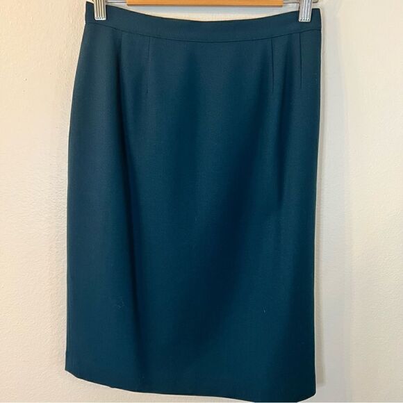 Kasper For ASL Wool Suit Skirt Long Jacket size 8 Teal Fully Lined - Picture 2 of 11